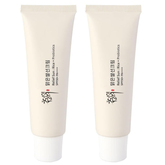 Relief Sun Rice + Relief Sun Organic Sunscreen SPF50, Probiotics SPF50+ Rice Sunscreen Korean PA++++ for All Skin Type and UV Defense