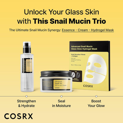 COSRX Snail Mucin 92% Face Moisturizer, 3.52 Oz, Lightweight Moisturing Cream for Soft, Glowy Skin, Korean Skin Care, Korean Moisturizer Face Cream
