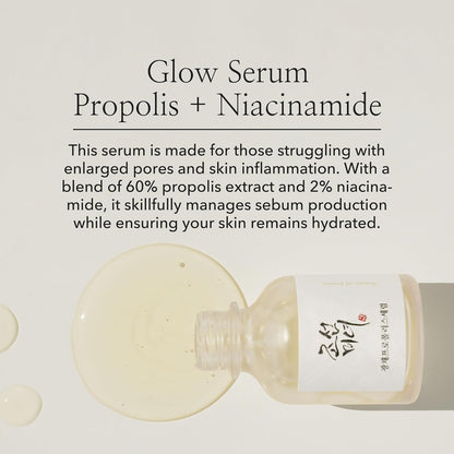 Beauty of Joseon Glow Serum Propolis and Niacinamide Hydrating Facial Soothing Moisturizer for Irritated Uneven Skin Tone, Korean Skin Care, 60ml, 2 Fl.Oz